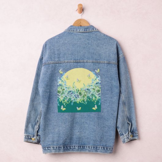 Teal Green Floral Butterfly Denim Jacket Jeansjacke (Hangar)