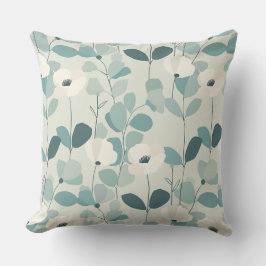 Teal Green Floral Throw Pillow Kissen