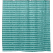 Teal Green Glitter Style Horizontal Stripes Duschvorhang (Vorderseite)