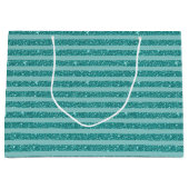 Teal Green Glitter Style Horizontal Stripes Große Geschenktüte (Vorderseite)