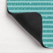 Teal Green Glitter Style Horizontal Stripes Mousepad (Ecke)