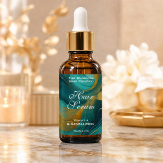Teal Green & Gold Kosmetik-Tropfflaschen-Etikett