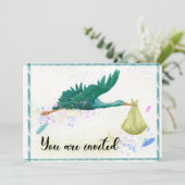 teal green invite einladung (Stehend Vorderseite)