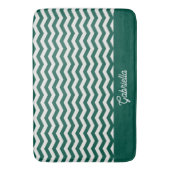 Teal Grün Chevron Zickzack-Streifenmuster Badematte (Vorderseite Vertikal)