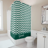 Teal Grün Chevron Zickzack-Streifenmuster Duschvorhang (Beispiel)