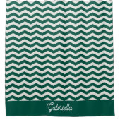Teal Grün Chevron Zickzack-Streifenmuster Duschvorhang (Vorderseite)