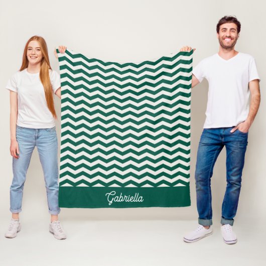 Teal Grün Chevron Zickzack-Streifenmuster Fleecedecke (Beispiel)