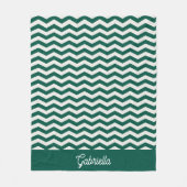 Teal Grün Chevron Zickzack-Streifenmuster Fleecedecke (Vorderseite)
