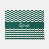 Teal Grün Chevron Zickzack-Streifenmuster Fußmatte (Vorderseite)