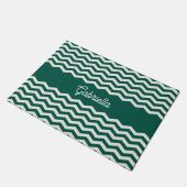 Teal Grün Chevron Zickzack-Streifenmuster Fußmatte (Schrägansicht)