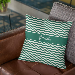 Teal Grün Chevron Zickzack-Streifenmuster Kissen