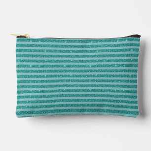 Teal Grün Glitter Style Horizontale Streifen Zubehörtasche