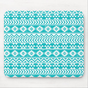 Teal-Grunge-Aztek-Stammesmuster Mousepad