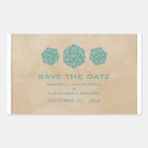 Teal Grunge D20 Würfel Gamer Save the Date Aufkleb Rechteckiger Aufkleber