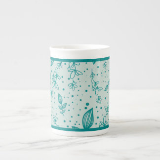 Teal Hand Drawn Greenery Porzellantasse