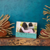Teal Handwritten Sisters Forever Script Photo Fotoplatte (Seite)