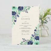 Teal Harmonious Spring Wedding Einladung (Stehend Vorderseite)