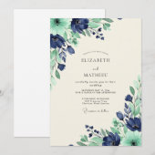 Teal Harmonious Spring Wedding Einladung (Vorne/Hinten)