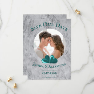 Teal Hearts Foto Save The Date