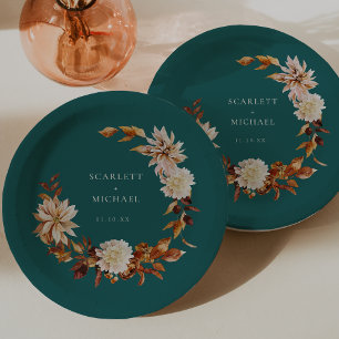 Teal Herbst Pappteller