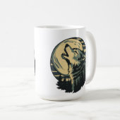 Teal Howling Wolf Moon Art Kaffeetasse (VorderseiteRechts)