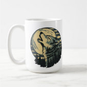 Teal Howling Wolf Moon Art Kaffeetasse (Links)
