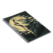 Teal Howling Wolf Moon Art Notizblock (Rechte Seite)
