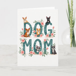 Teal-Hund-Mama-Blumenkunstkarte Karte