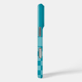 Teal kariert gestreift personalisiert Case-Mate iPhone hülle (Rückseite / Rechts)