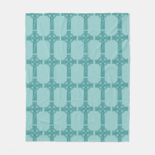 Teal keltisches Kreuz Kettdecke Fleecedecke