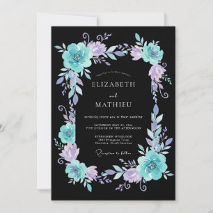Teal-Lavendel-Ätherischer-Blüten-Hochzeit Einladung