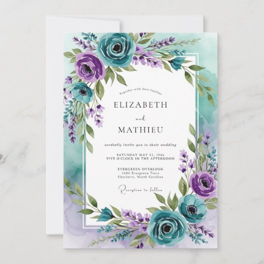 Teal Lavender Captivating Spring Wedding Einladung (Vorderseite)