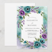 Teal Lavender Captivating Spring Wedding Einladung (Vorne/Hinten)