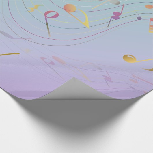 Teal & Lavender Gradient Music Notes Geschenkpapier (Ecke)