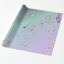 Teal & Lavender Gradient Music Notes Geschenkpapier