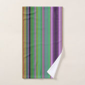Teal Lavender Orange Purple Stripes Badhandtuch Set (Handtuch)
