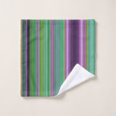Teal Lavender Orange Purple Stripes Badhandtuch Set (Waschlappen)