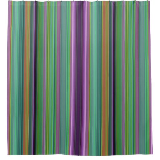 Teal Lavender Orange Purple Stripes Duschvorhang (Vorderseite)