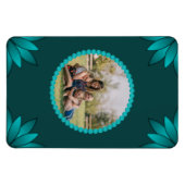 Teal Leaf Mandala Design auf Dunkelcyan Magnet (Horizontal)