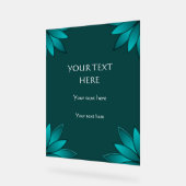 Teal Leaf Mandala Design on Dark Cyan Acrylschild (Winkel)