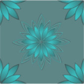 Teal Leaf Mandala Design on Dark Cyan Aufkleber (Vorderseite)