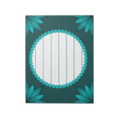 Teal Leaf Mandala Design on Dark Cyan Notizblock (Rotiert)