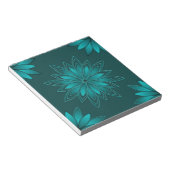 Teal Leaf Mandala Design on Dark Cyan Notizblock (angewinkelt)
