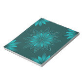 Teal Leaf Mandala Design on Dark Cyan Notizblock (Rotiert)