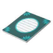 Teal Leaf Mandala Design on Dark Cyan Notizblock (Rotiert)