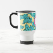 Teal Leaves Botanical Pattern Bright Pink Monogram Reisebecher (Links)