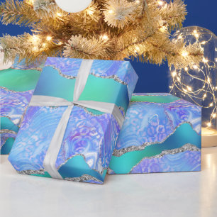 Teal Leopard Achat Glamouröses abstraktes Steinm Geschenkpapier
