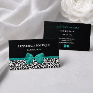 Teal Leopard Baby Boutique Visitenkarte