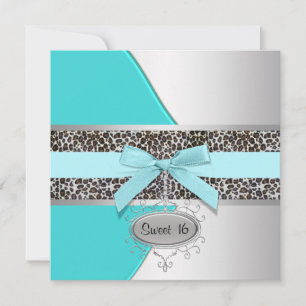 Teal Leopard Sweet 16 Geburtstagsfeier Einladung