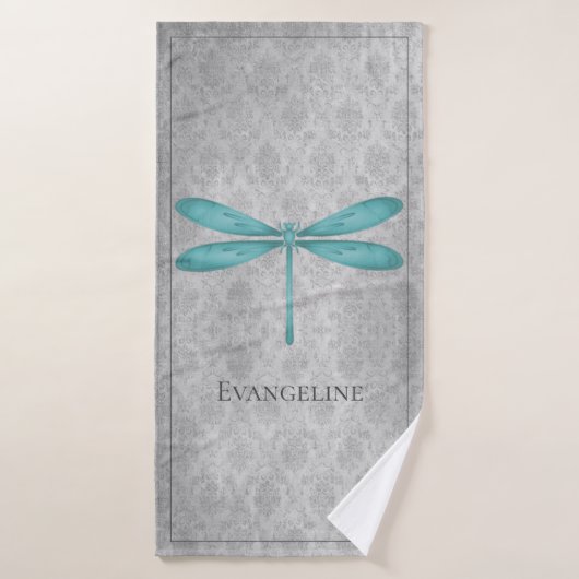 Teal Libellen-Damaskus Badhandtuch Set (Badehandtuch)